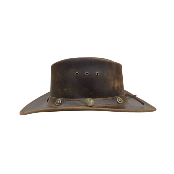 Cowboy Brown Combat Leather Hat - Image 4