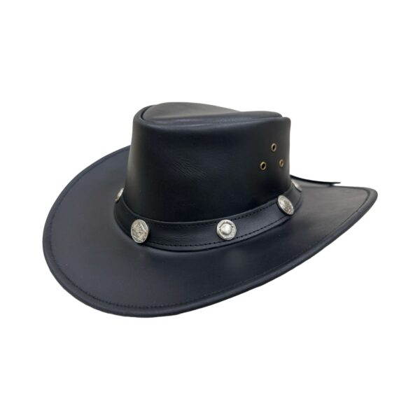 Cowboy Black Leather Hat - Image 2