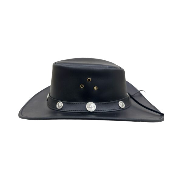 Cowboy Black Leather Hat - Image 3