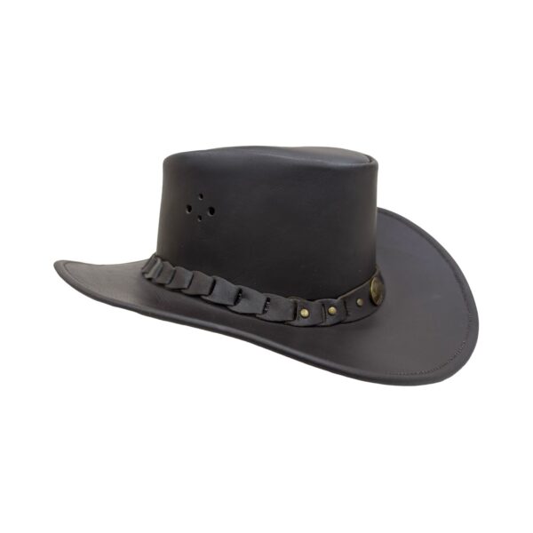Cowboy Dark Brown Leather Hat - Image 3