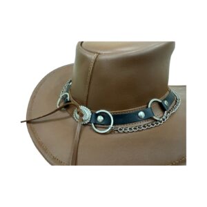 Cow Coy Chained Tan Leather Hat