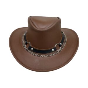 Cowboy Chained Tan Leather Hat