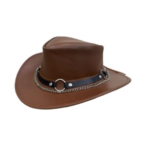 Cowboy Chained Tan Leather Hat
